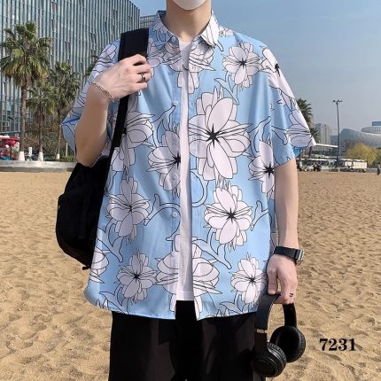 Flowers Embroidered Short-Sleeved Shirt