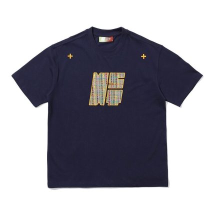 Embroidered Cotton T-Shirt Navy Blue