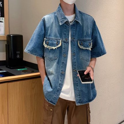 Short-Sleeved Denim Workwear Shirt
